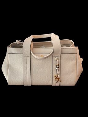 Michael Kors Romee satchel purse off-white pebbled leather hand carry or strap